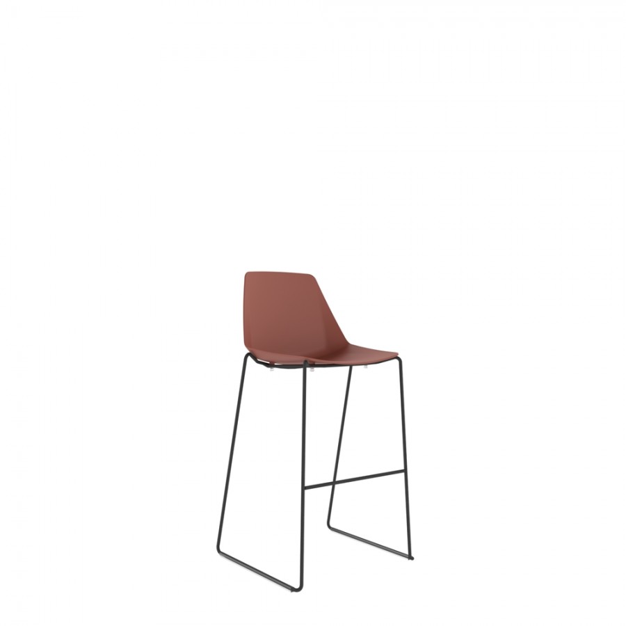 Polypropylene Shell High Stool Black Skid Steel Frame